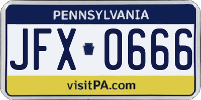 PA license plate JFX0666