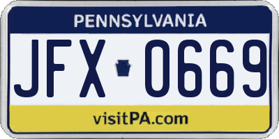 PA license plate JFX0669