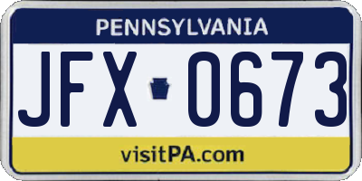 PA license plate JFX0673
