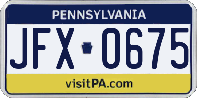 PA license plate JFX0675