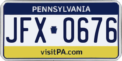 PA license plate JFX0676