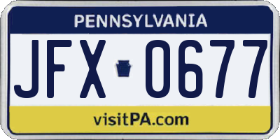 PA license plate JFX0677
