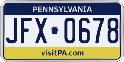 PA license plate JFX0678
