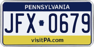 PA license plate JFX0679