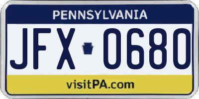 PA license plate JFX0680