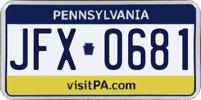 PA license plate JFX0681