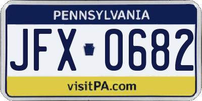 PA license plate JFX0682