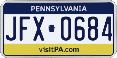 PA license plate JFX0684