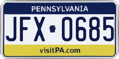PA license plate JFX0685