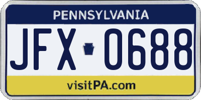 PA license plate JFX0688