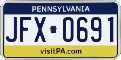 PA license plate JFX0691