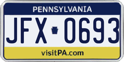 PA license plate JFX0693