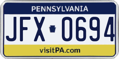 PA license plate JFX0694