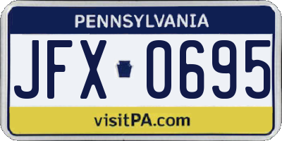 PA license plate JFX0695