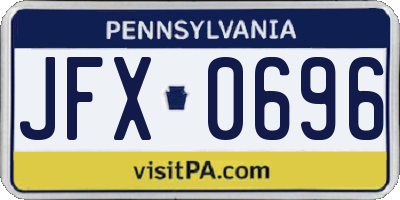 PA license plate JFX0696
