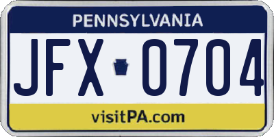 PA license plate JFX0704