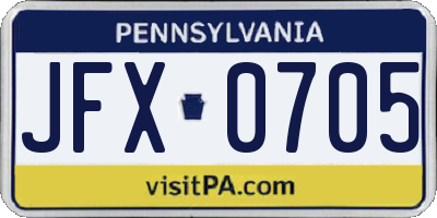 PA license plate JFX0705