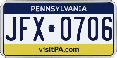 PA license plate JFX0706