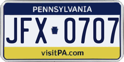 PA license plate JFX0707