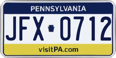 PA license plate JFX0712