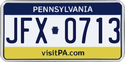 PA license plate JFX0713
