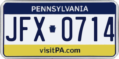 PA license plate JFX0714