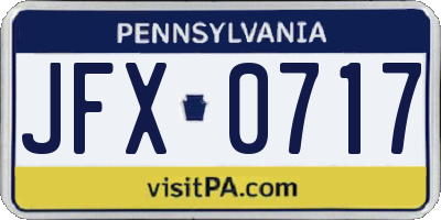 PA license plate JFX0717