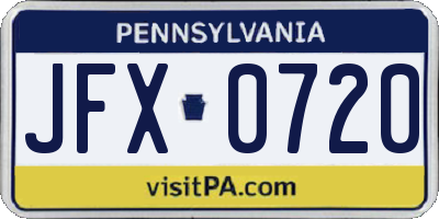 PA license plate JFX0720