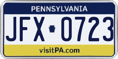 PA license plate JFX0723