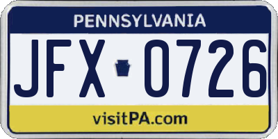 PA license plate JFX0726