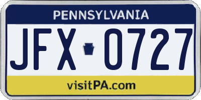 PA license plate JFX0727