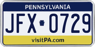 PA license plate JFX0729