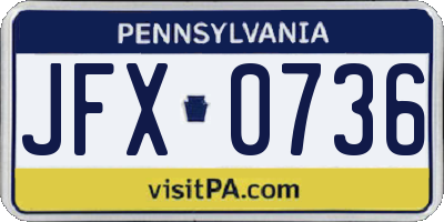 PA license plate JFX0736