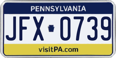 PA license plate JFX0739