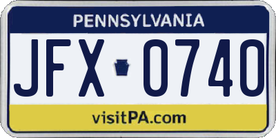 PA license plate JFX0740