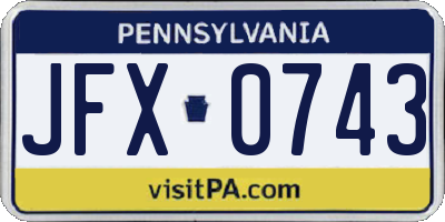 PA license plate JFX0743