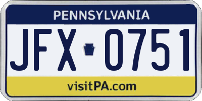 PA license plate JFX0751