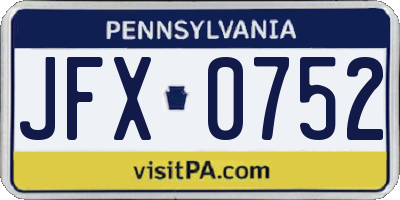 PA license plate JFX0752