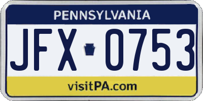 PA license plate JFX0753