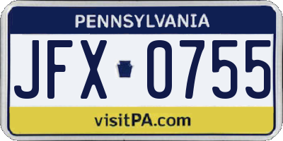 PA license plate JFX0755