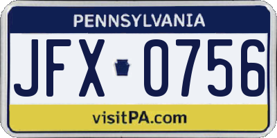 PA license plate JFX0756