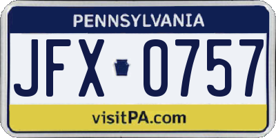 PA license plate JFX0757