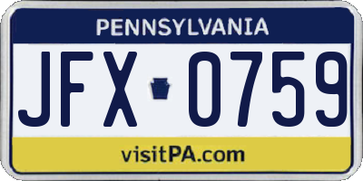 PA license plate JFX0759