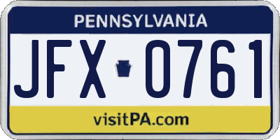 PA license plate JFX0761