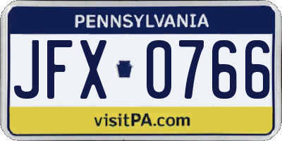 PA license plate JFX0766