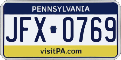 PA license plate JFX0769
