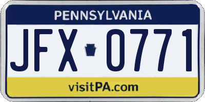 PA license plate JFX0771