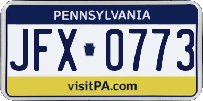 PA license plate JFX0773