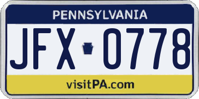 PA license plate JFX0778