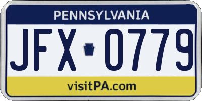 PA license plate JFX0779